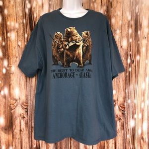 Anchorage Alaska The Right to Bear Arms Vintage Wildlife Blue Tee